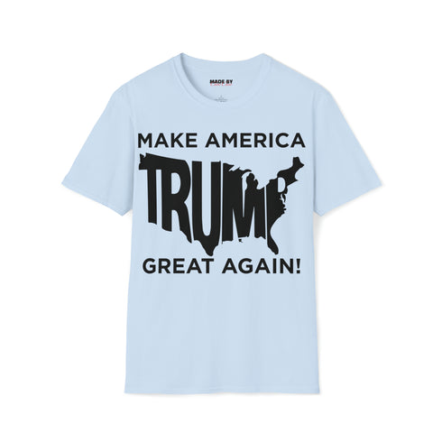 Make America Great Again and Trump Word USA Map Unisex Softstyle T-Shirt