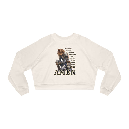 Woman Head down, AMEN Women's Cropped Fleece Pullover