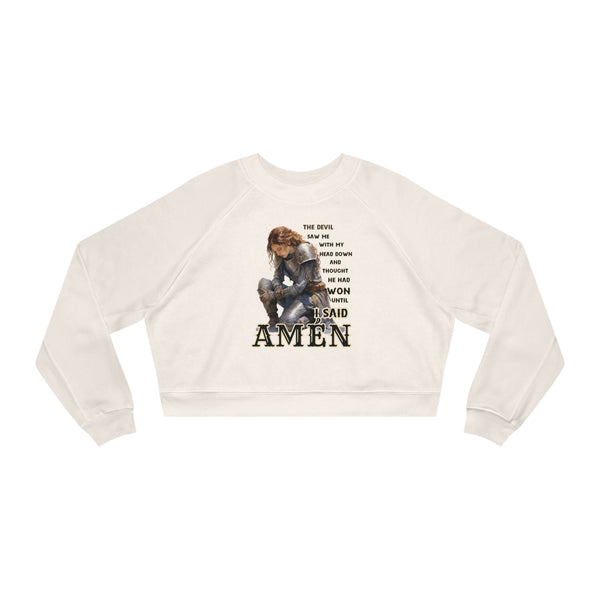 Woman Head down, AMEN Women's Cropped Fleece Pullover