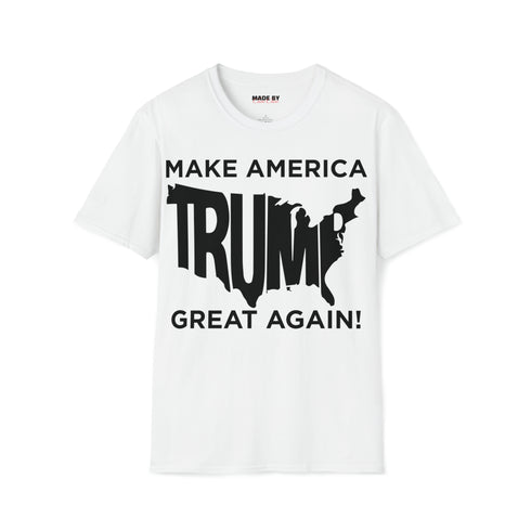 Make America Great Again and Trump Word USA Map Unisex Softstyle T-Shirt