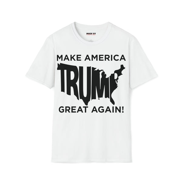 Make America Great Again and Trump Word USA Map Unisex Softstyle T-Shirt