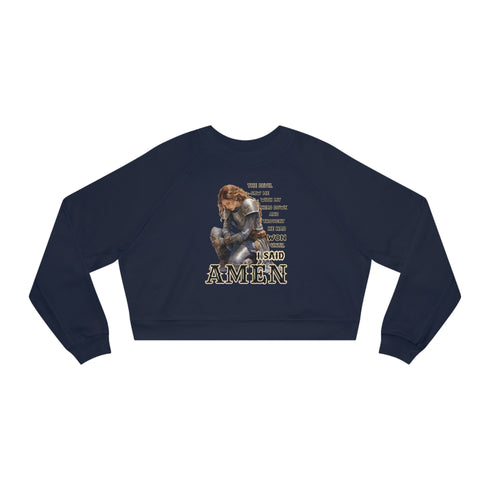 Woman Head down, AMEN Women's Cropped Fleece Pullover