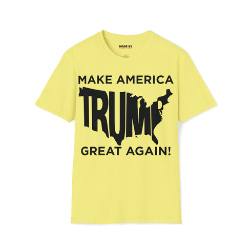 Make America Great Again and Trump Word USA Map Unisex Softstyle T-Shirt