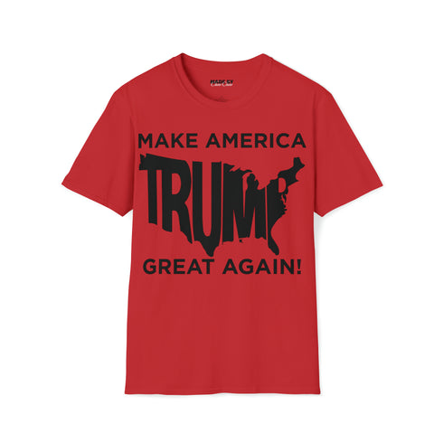 Make America Great Again and Trump Word USA Map Unisex Softstyle T-Shirt