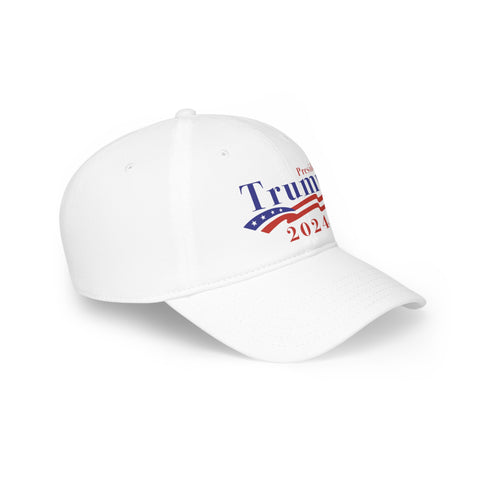 President Trump 2024 With Wavy Flag Low Profile Baseball Cap