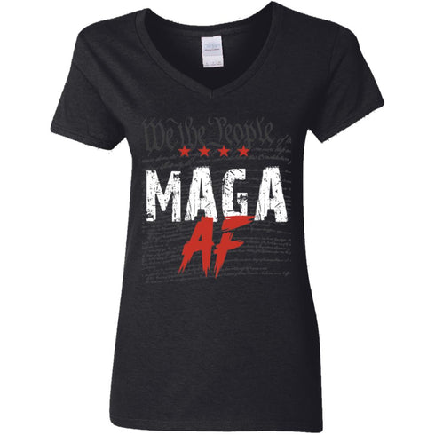 We The People MAGA AF Ladies' V-Neck T-Shirt