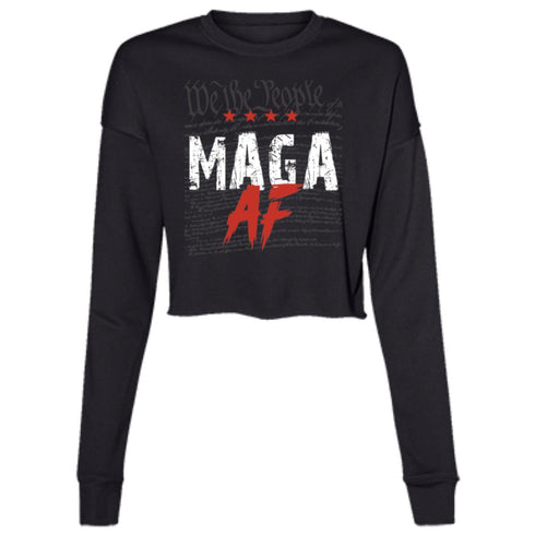We The People MAGA AF Ladies' Cropped Fleece Crew