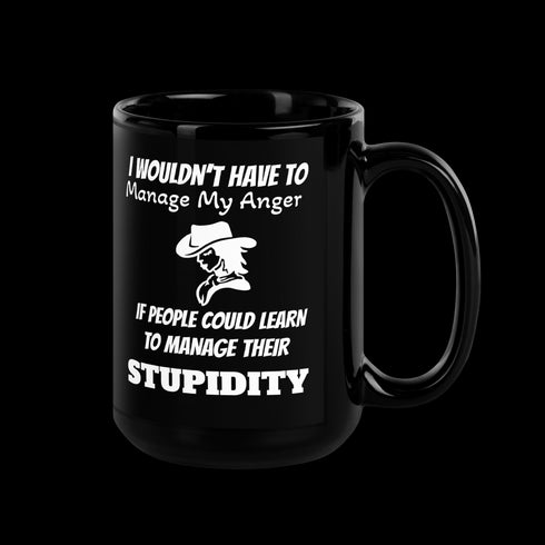 Manage Anger Cowgirls Black Glossy Mugs