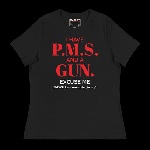 Black PMS & Gun Women's Relaxed T-Shirt