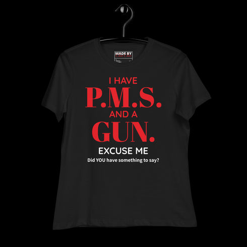 Black PMS & Gun Women's Relaxed T-Shirt