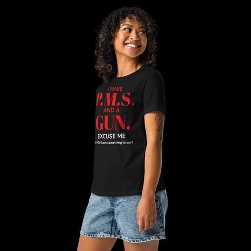 Black PMS & Gun Women's Relaxed T-Shirt