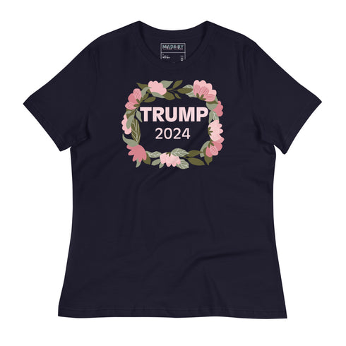 TRUMP 2024 Pink Floral Women's Relaxed T-Shirt