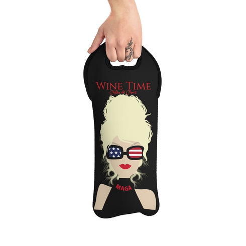 Wine Time Chillin @ Choo's Logo 1 Black Wine Tote Bag