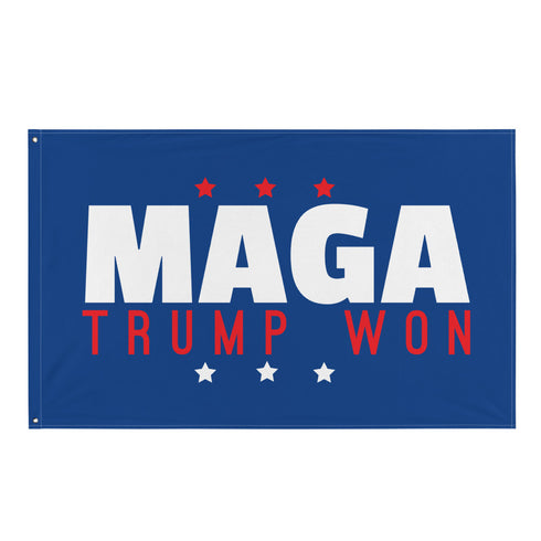 MAGA TRUMP WON Blue Flag