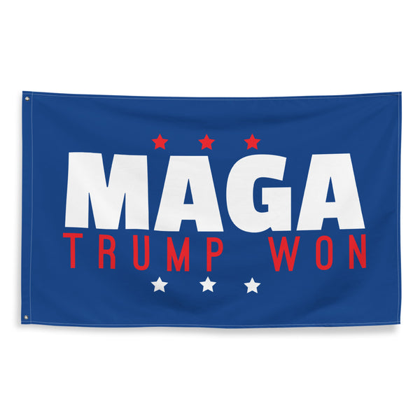 MAGA TRUMP WON Blue Flag