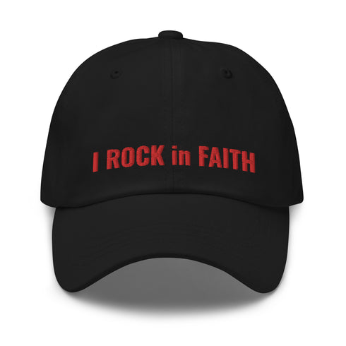 I ROCK in FAITH Dad Hat Red Thread