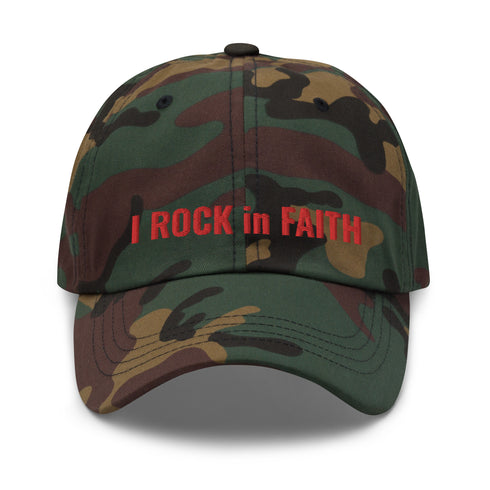 I ROCK in FAITH Dad Hat Red Thread
