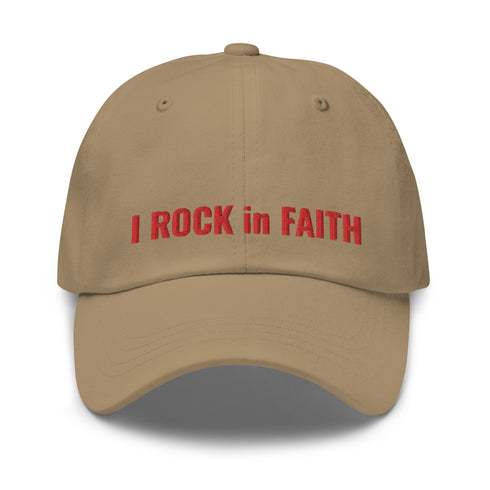 I ROCK in FAITH Dad Hat Red Thread