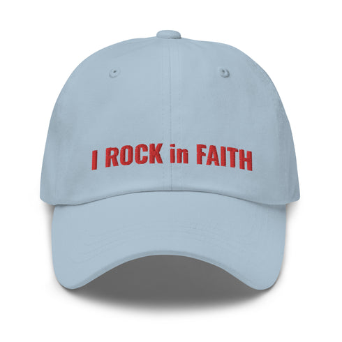 I ROCK in FAITH Dad Hat Red Thread