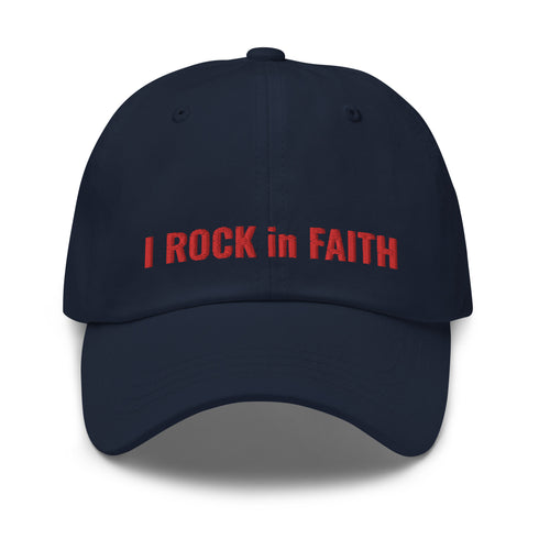 I ROCK in FAITH Dad Hat Red Thread