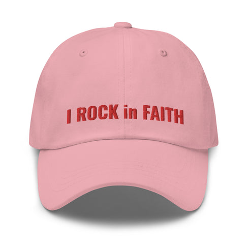 I ROCK in FAITH Dad Hat Red Thread