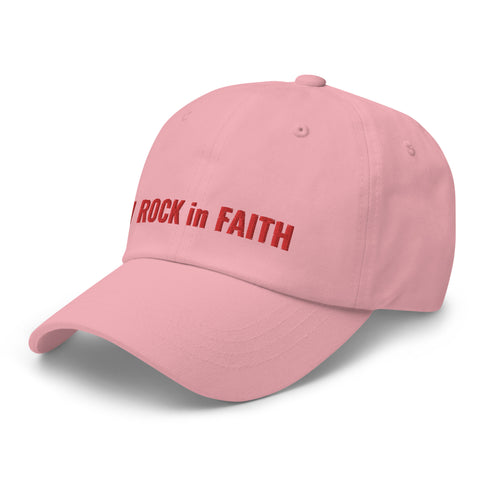 I ROCK in FAITH Dad Hat Red Thread