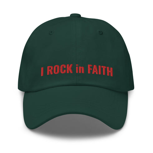 I ROCK in FAITH Dad Hat Red Thread