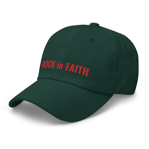 I ROCK in FAITH Dad Hat Red Thread