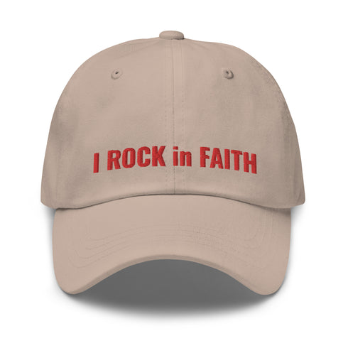 I ROCK in FAITH Dad Hat Red Thread