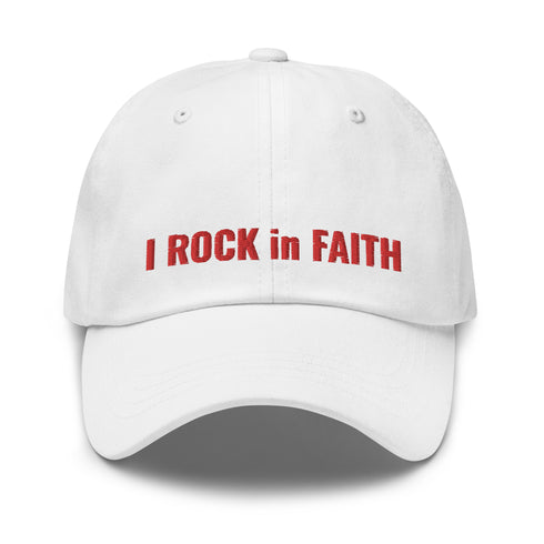 I ROCK in FAITH Dad Hat Red Thread
