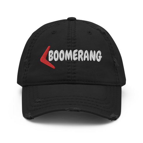 BOOMERANG Red/White Threads Distressed Dad Hat