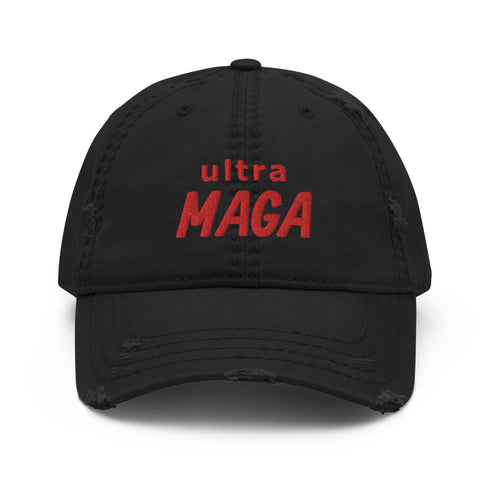 ultra MAGA Red Thread Chillin @ Choo's Distressed Dad Hat