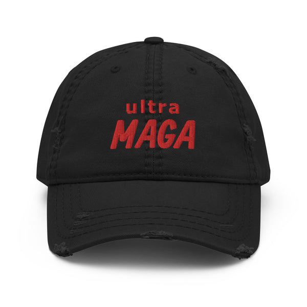 ultra MAGA Red Thread Chillin @ Choo's Distressed Dad Hat