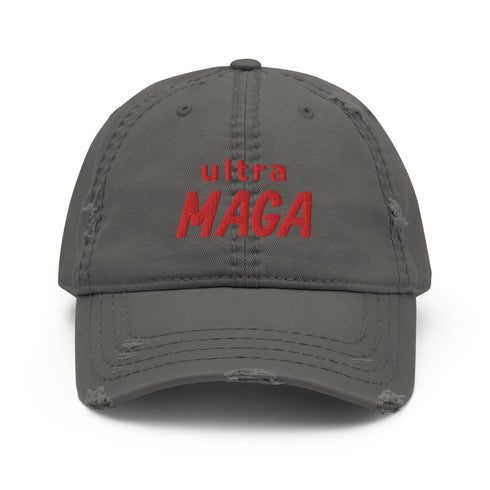 ultra MAGA Red Thread Chillin @ Choo's Distressed Dad Hat