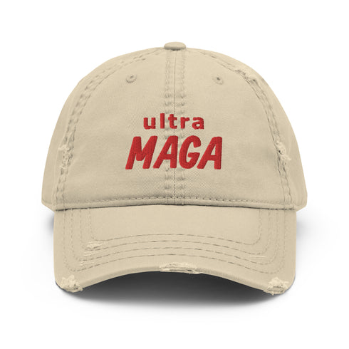 ultra MAGA Red Thread Chillin @ Choo's Distressed Dad Hat