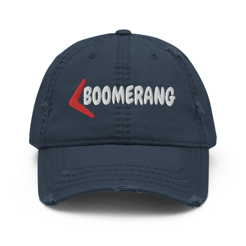 BOOMERANG Red/White Threads Distressed Dad Hat