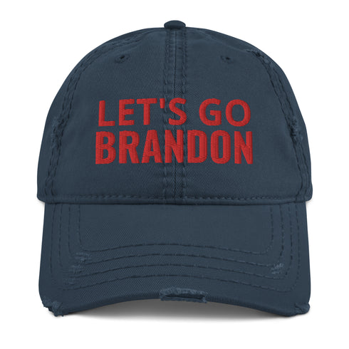 LET'S GO BRANDON Red Thread Distressed Dad Hat