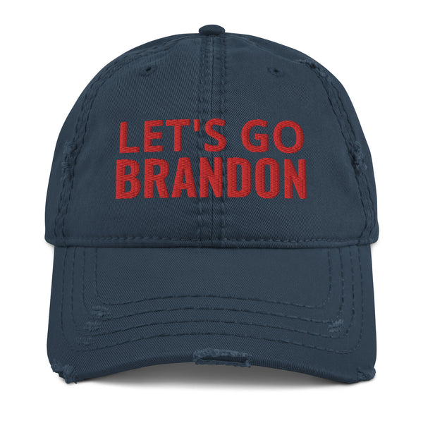 LET'S GO BRANDON Red Thread Distressed Dad Hat