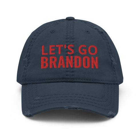 LET'S GO BRANDON Red Thread Distressed Dad Hat