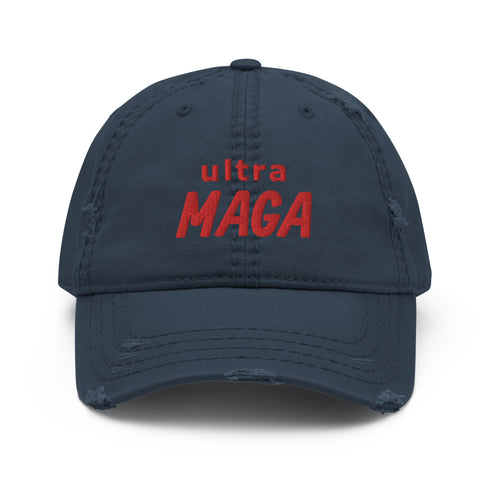 ultra MAGA Red Thread Chillin @ Choo's Distressed Dad Hat