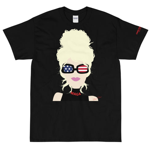 CCN Choo Choo left Sleeve URL Back Outside Label Short Sleeve T-Shirt B/W