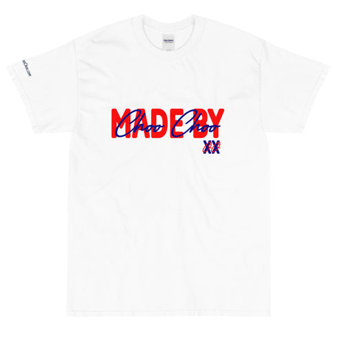 Made By Choo Choo XXOO Red/Navy Sleeve URL Inside Label Classic Mens Short Sleeve T-Shirt