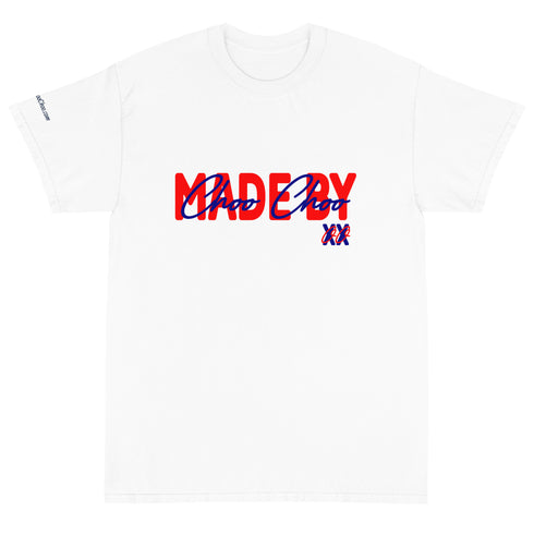 Made By Choo Choo XXOO Red/Navy Sleeve URL Inside Label Classic Mens Short Sleeve T-Shirt