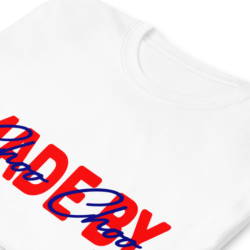 Made By Choo Choo XXOO Red/Navy Sleeve URL Inside Label Classic Mens Short Sleeve T-Shirt