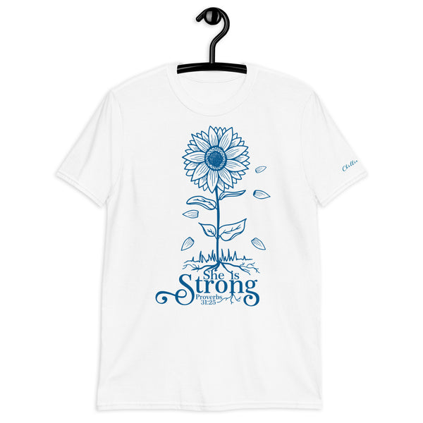 She is Strong Proverbs 31:25 Blue Chillin @ Choo's 2 Short-Sleeve Unisex T-Shirt