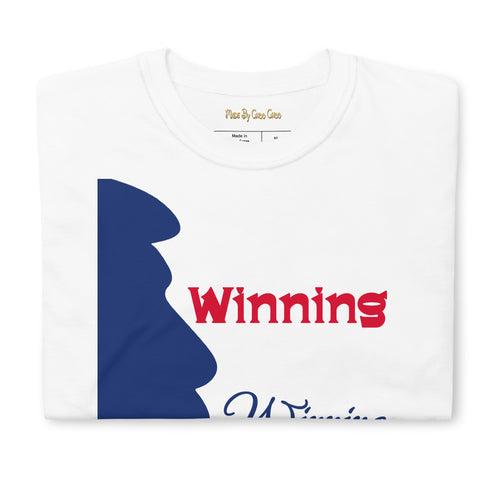 Winning Winning Winning It's what we do folks! Blue/Red Print Short-Sleeve Unisex T-Shirt