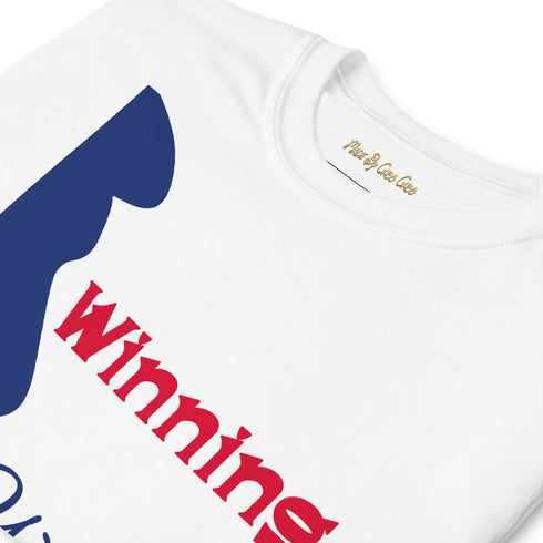 Winning Winning Winning It's what we do folks! Blue/Red Print Short-Sleeve Unisex T-Shirt