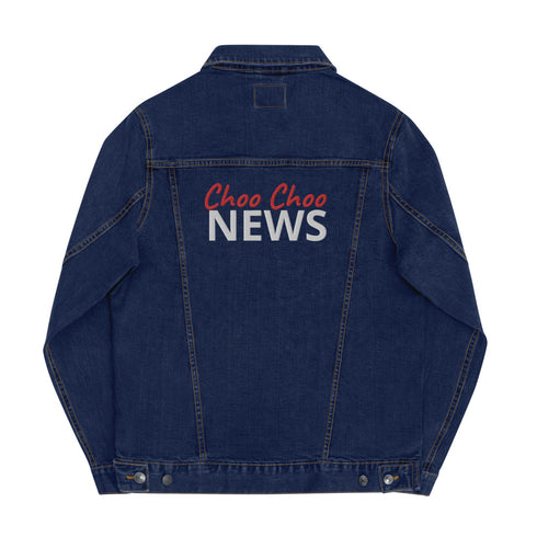 Choo Choo News Red/White Thread Unisex Denim Jacket