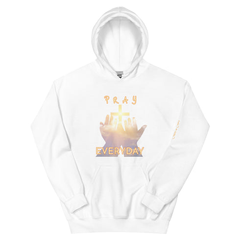 Pray Everyday with Praying Hands Cross Chillin @ Choo's White Hoodie