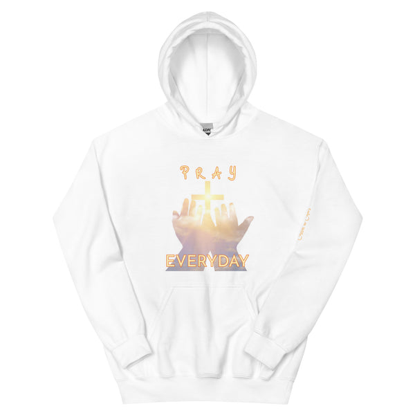 Pray Everyday with Praying Hands Cross Chillin @ Choo's White Hoodie